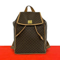Celine Vintage Macadam Blason Triomphe Pattern Logo Ring Leather Backpack Brown