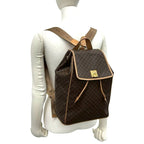 Celine Vintage Macadam Blason Triomphe Pattern Logo Ring Leather Backpack Brown — view 2
