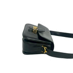 Celine Vintage Logo Carriage Leather Shoulder Bag Pochette Crossbody Black — view 6