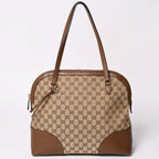 Gucci GG Canvas Tote Bag Brown Silver