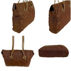 Prada Quilted Triangle Logo Shoulder Bag Mini Tote Brown Tessuto — view 4