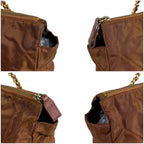 Prada Quilted Triangle Logo Shoulder Bag Mini Tote Brown Tessuto — view 5