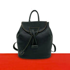 Loewe Vintage Logo Leather Turnlock Drawstring Backpack Black