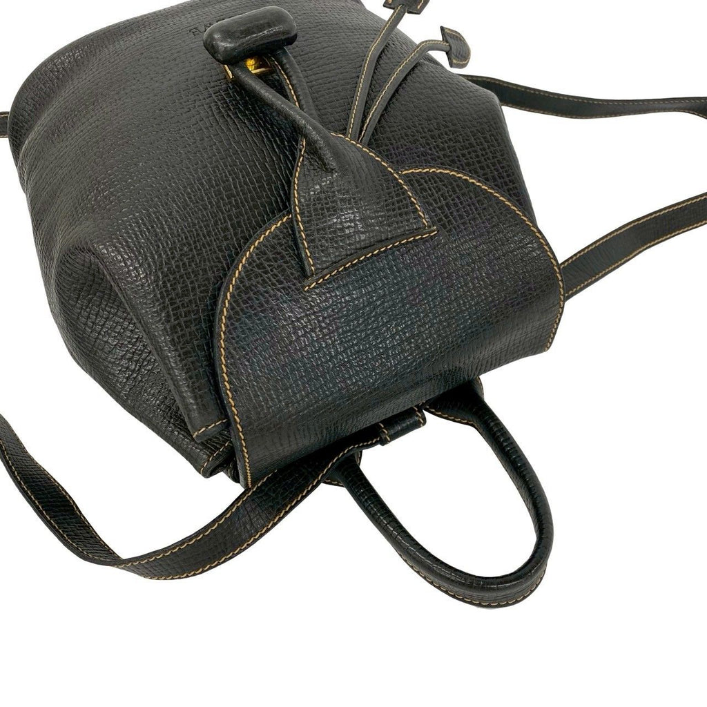 Loewe Vintage Logo Leather Turnlock Drawstring Backpack Black — view 4