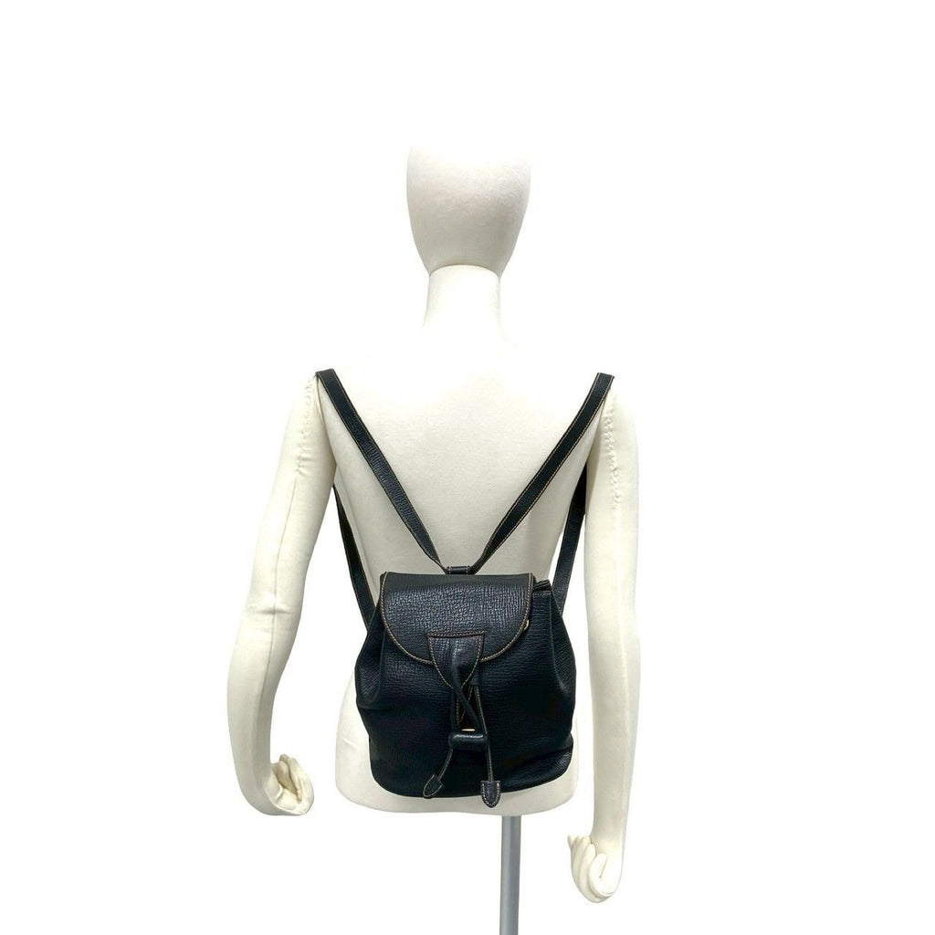 Loewe Vintage Logo Leather Turnlock Drawstring Backpack Black — view 2