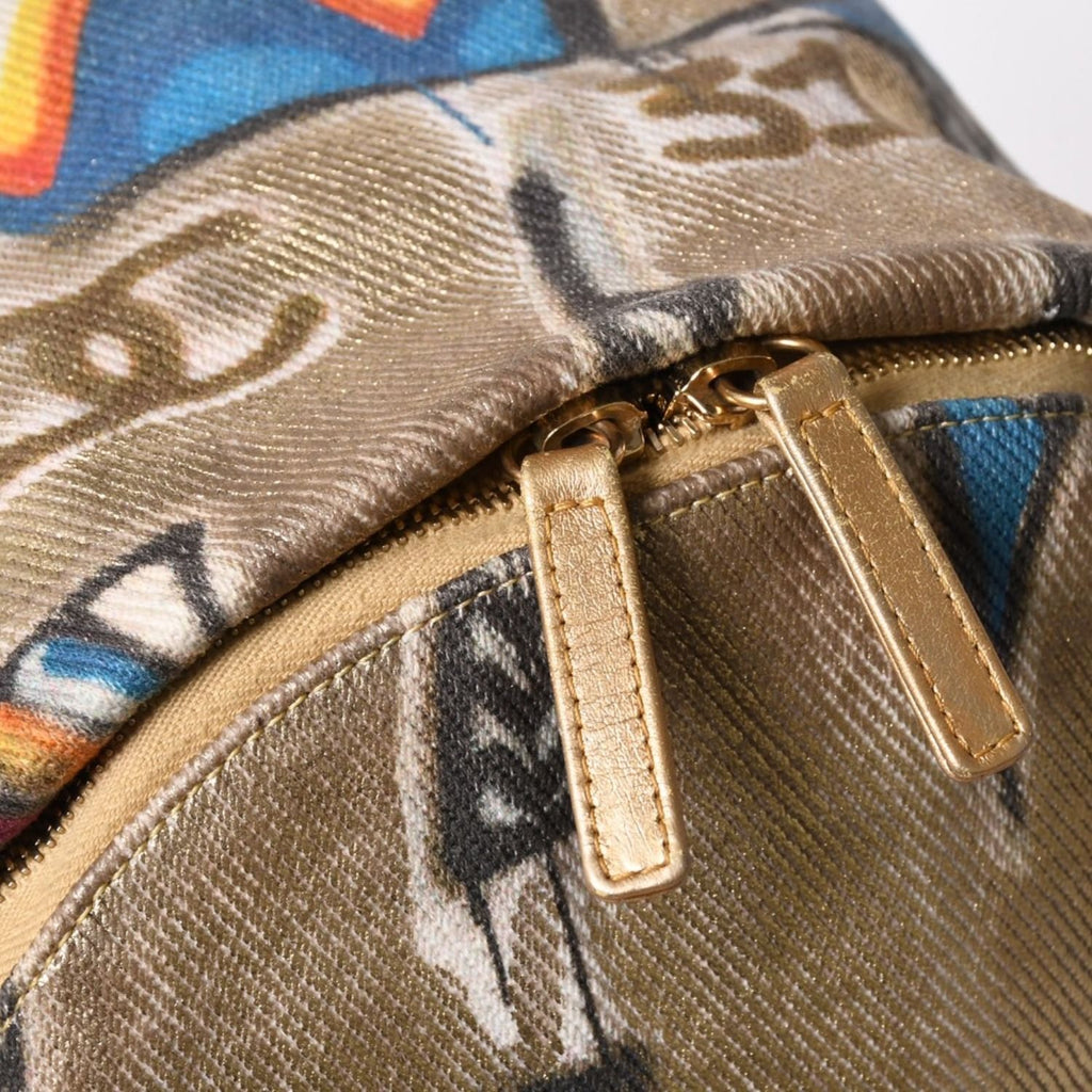 Chanel Graffiti Backpack CC Logo Medie D'art Collection Egypt Gold — view 5