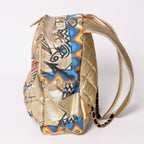 Chanel Graffiti Backpack CC Logo Medie D'art Collection Egypt Gold — view 3