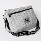 Chanel Sports Line Shoulder Bag CC Logo Choco Bar Gray Silver — view 3