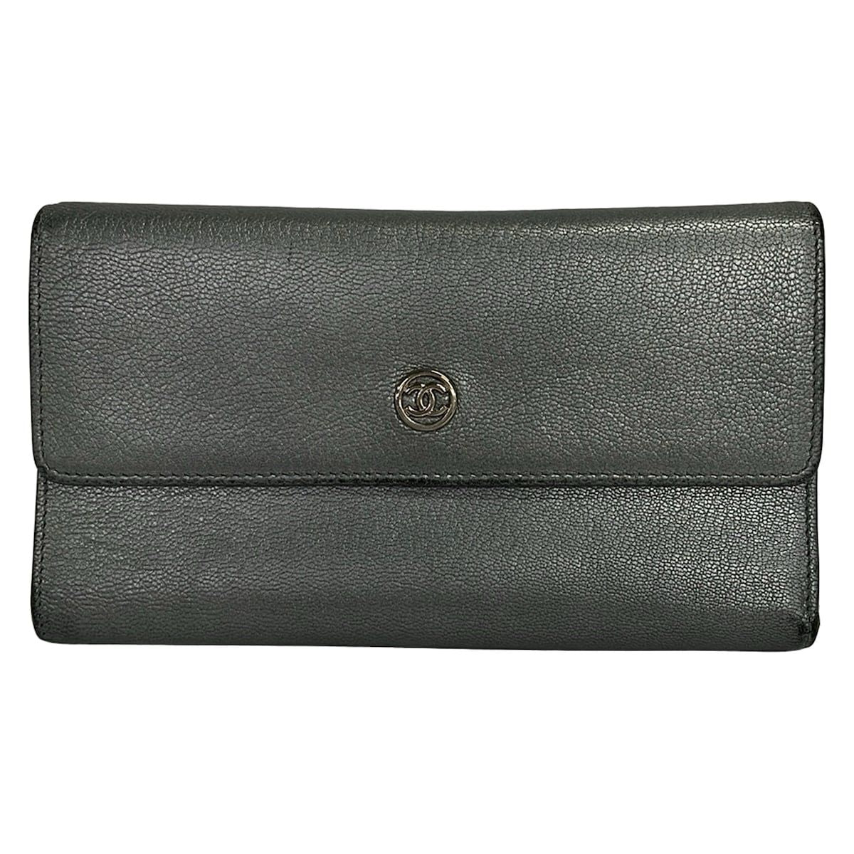 Chanel Wallet Silver Leather