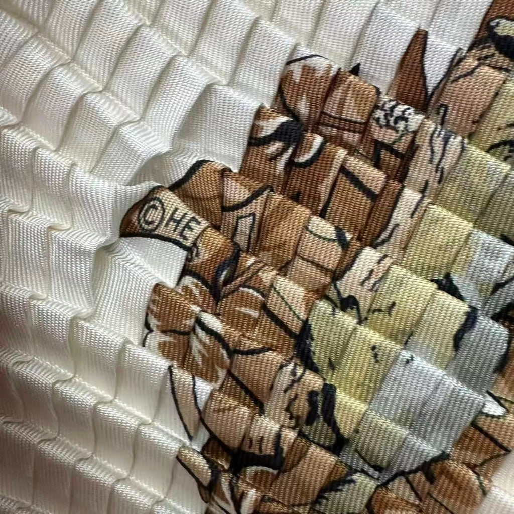 Hermes Pleats Jungle Love Silk White Scarf — view 5
