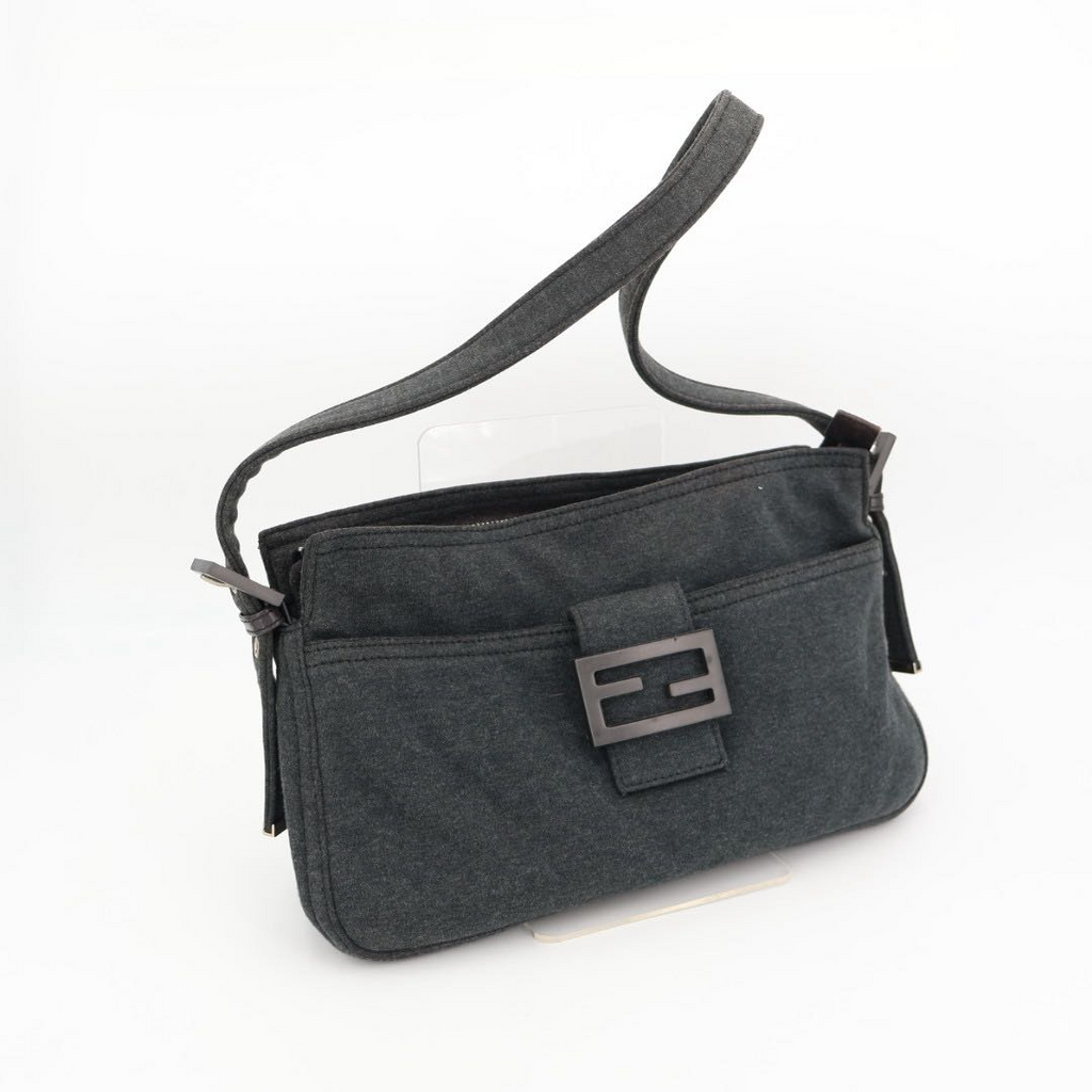 Fendi Zucca Logo Shoulder Bag Gray