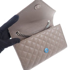 Saint Laurent Envelope Small Shoulder Bag Quilted Leather Gray Silver — view 7