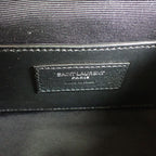 Saint Laurent Envelope Small Shoulder Bag Quilted Leather Gray Silver — view 9