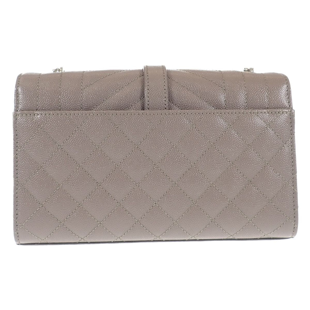 Saint Laurent Envelope Small Shoulder Bag Quilted Leather Gray Silver — view 2
