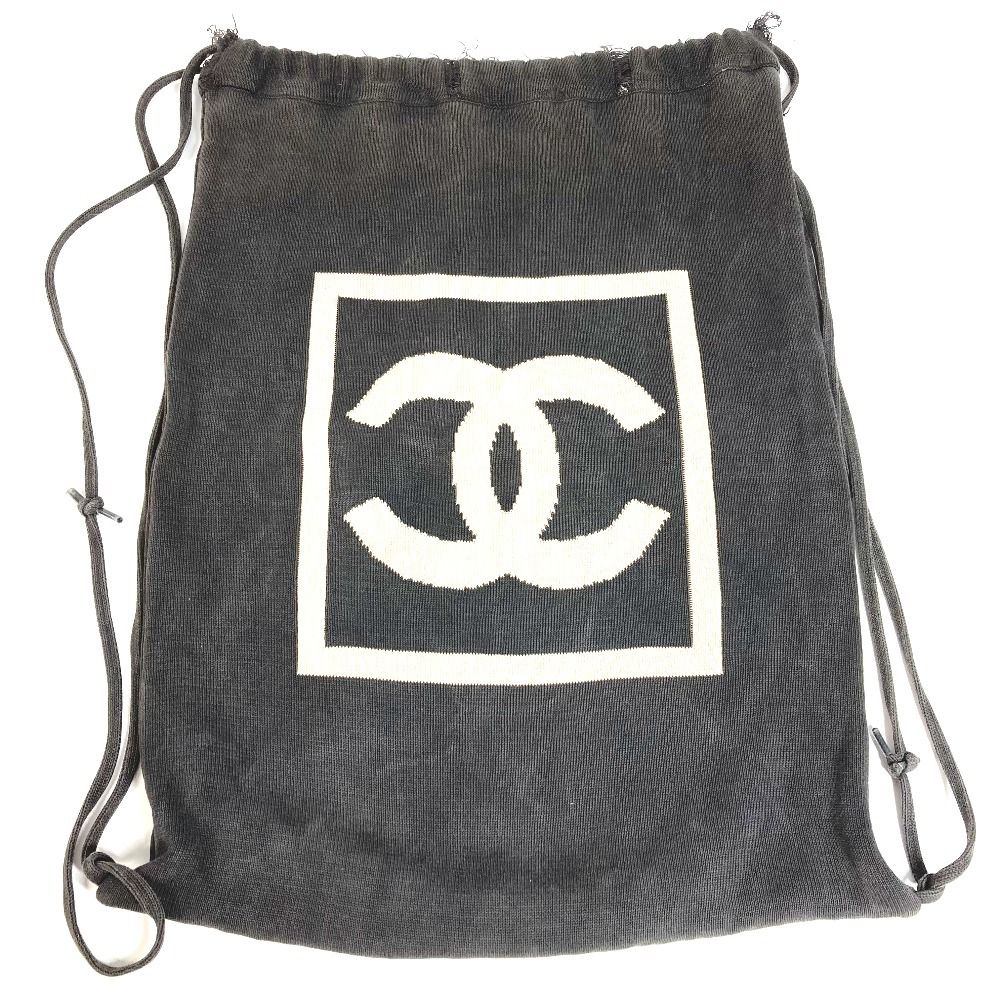 Chanel Backpack CC Logo Cotton Black