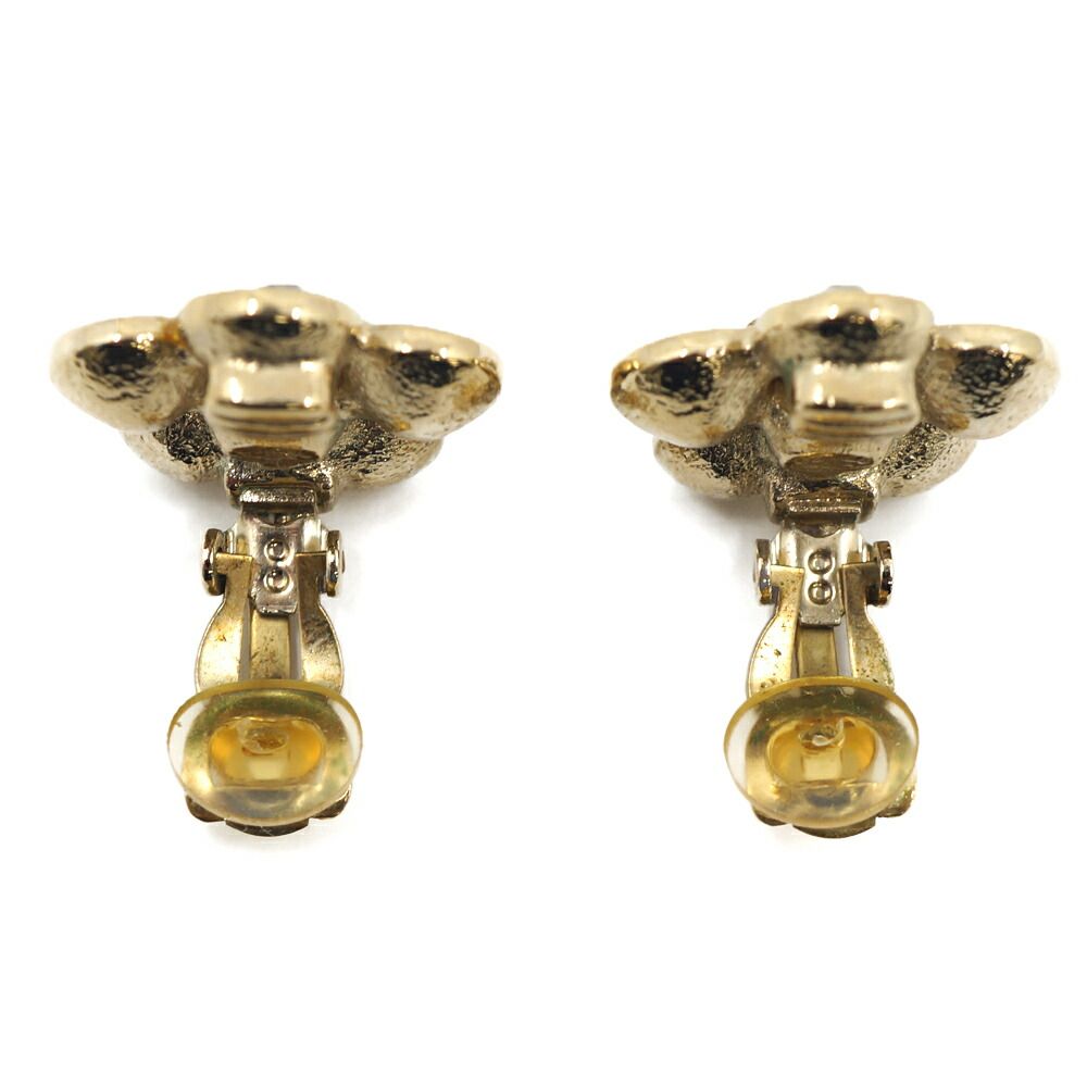 Chanel CC Logo Flower Earrings Gold Pair Metal — view 4