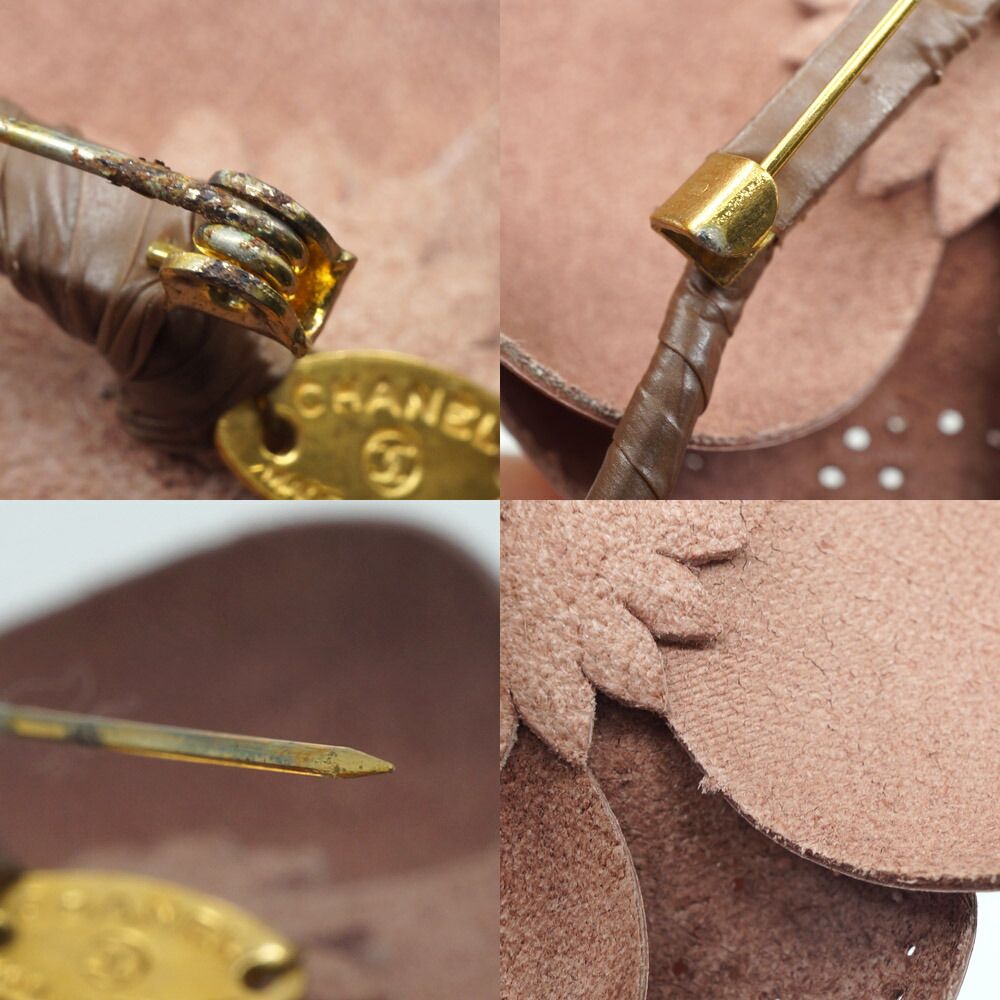 Chanel Camellia Brown Brooch Pink Beige Flower Small — view 9