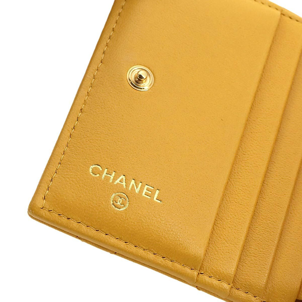 Chanel Quilted Small Wallet Bifold Lambskin Master Yellow — view 9