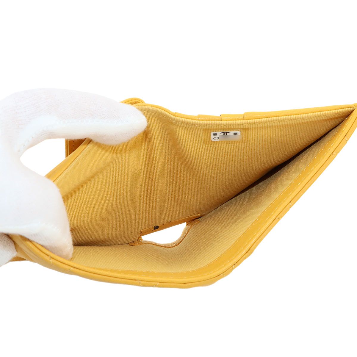 Chanel Quilted Small Wallet Bifold Lambskin Master Yellow — view 8