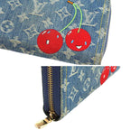 Louis Vuitton LV Takashi Murakami Zippy Wallet Zip Around Monogram Cherry Denim — view 9