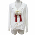 Gucci Cotton 100% Open Color Interlocking Gold Button Flower Ribbon Brooch Long