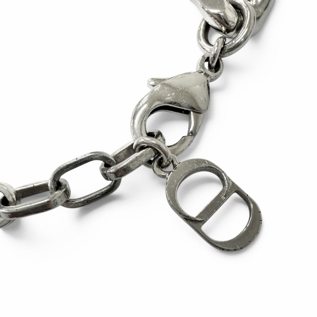 Dior Couture Logo Plate Chain Bracelet Silver Male — view 4