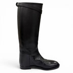 Hermes Silver Kelly Buckle Leather Jumping Boots Long Black — view 6