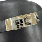 Hermes Silver Kelly Buckle Leather Jumping Boots Long Black — view 9