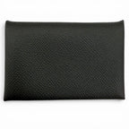 Hermes Calvi Veau Epsom Silver Card Case Black