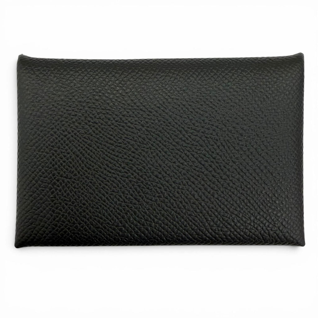 Hermes Calvi Veau Epsom Silver Card Case Black — view 3