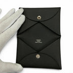 Hermes Calvi Veau Epsom Silver Card Case Black — view 6