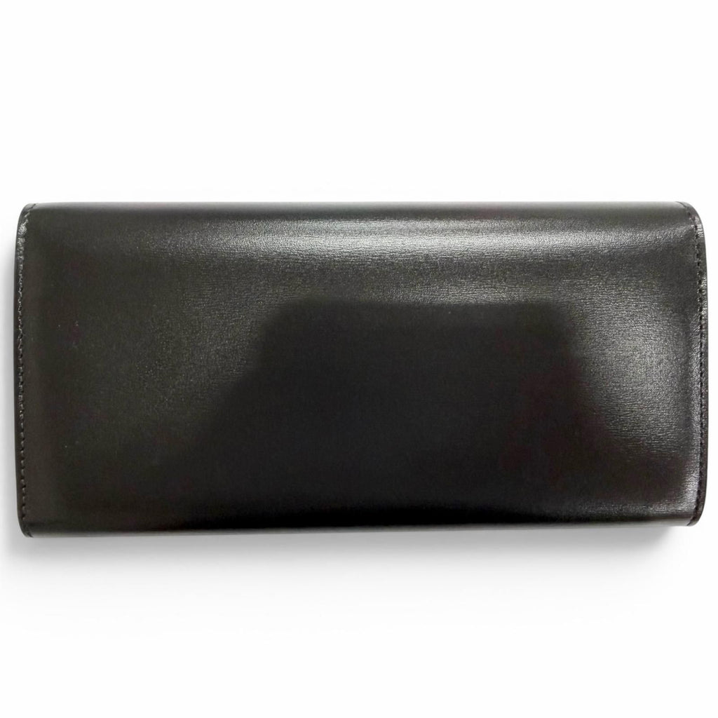 Celine Shiny Calfskin Triomphe Flap Large Wallet Bifold Black Gold — view 3