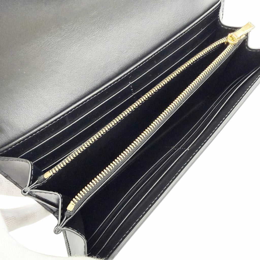 Celine Shiny Calfskin Triomphe Flap Large Wallet Bifold Black Gold — view 6