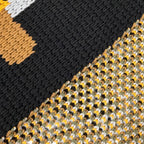 Hermes Grande Tenue Cashmere 100% Logo Leather Long Scarf with Patch Black — view 4
