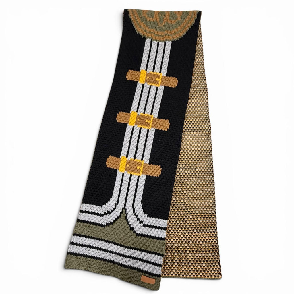 Hermes Grande Tenue Cashmere 100% Logo Leather Long Scarf with Patch Black — view 2