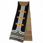 Hermes Grande Tenue Cashmere 100% Logo Leather Long Scarf with Patch Black — view 2