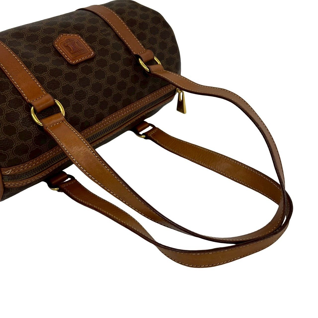 Celine Vintage Macadam Blason Triomphe Pattern Leather Tote Brown — view 4