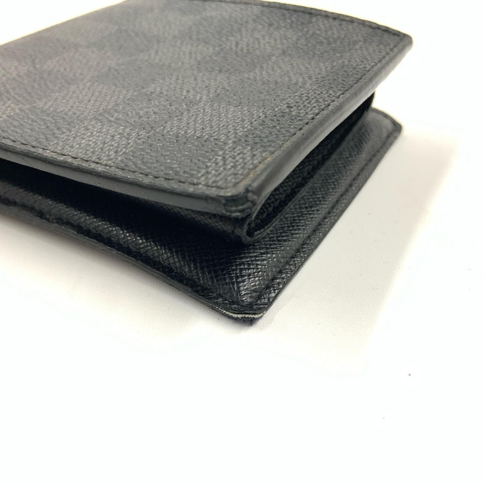 Louis Vuitton Damier Graphite Portefeuille Marco NM Bifold Wallet Black — view 5