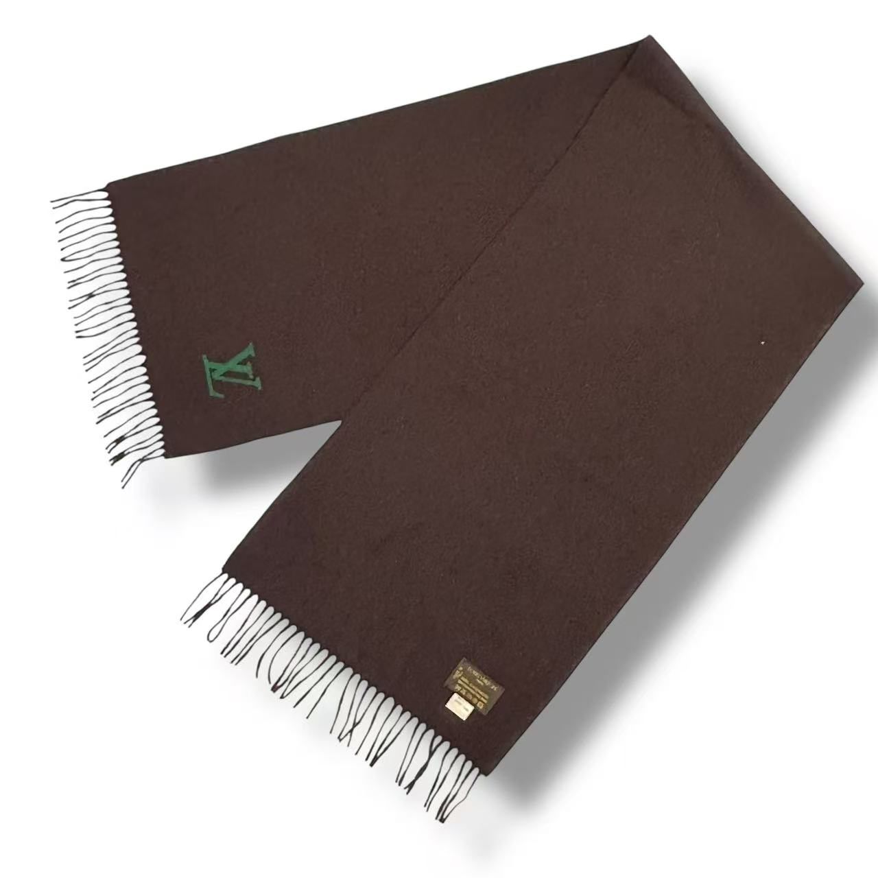 Louis Vuitton Scarf Cashmere LV Logo Brown — view 2