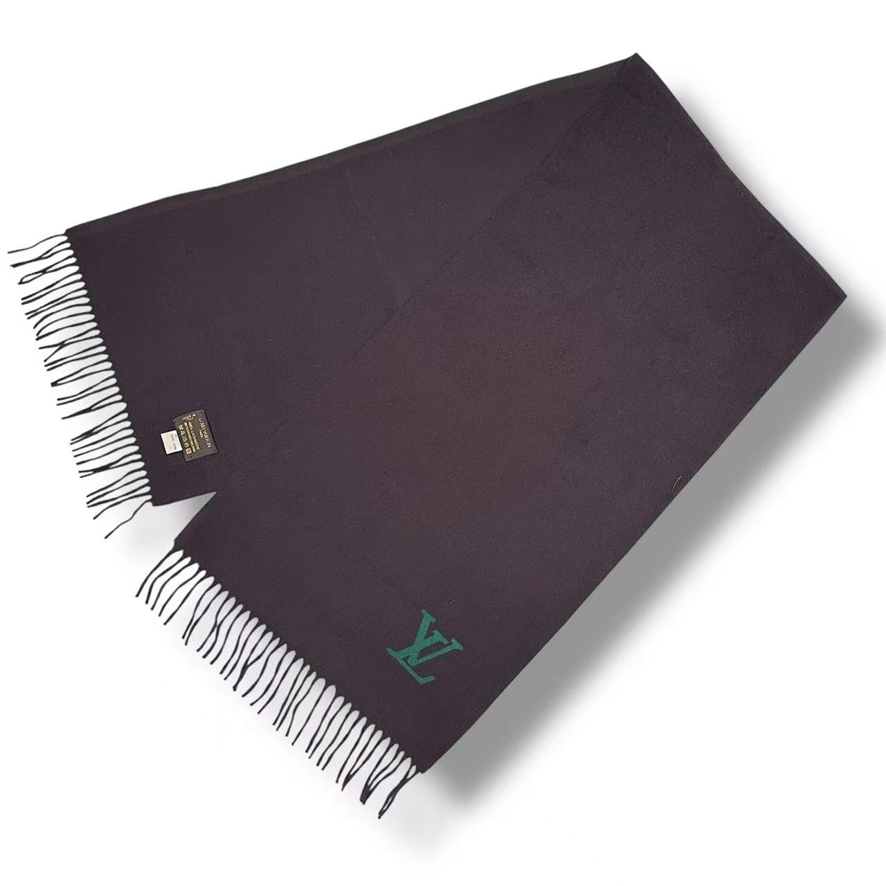 Louis Vuitton Scarf Cashmere LV Logo Brown — view 3