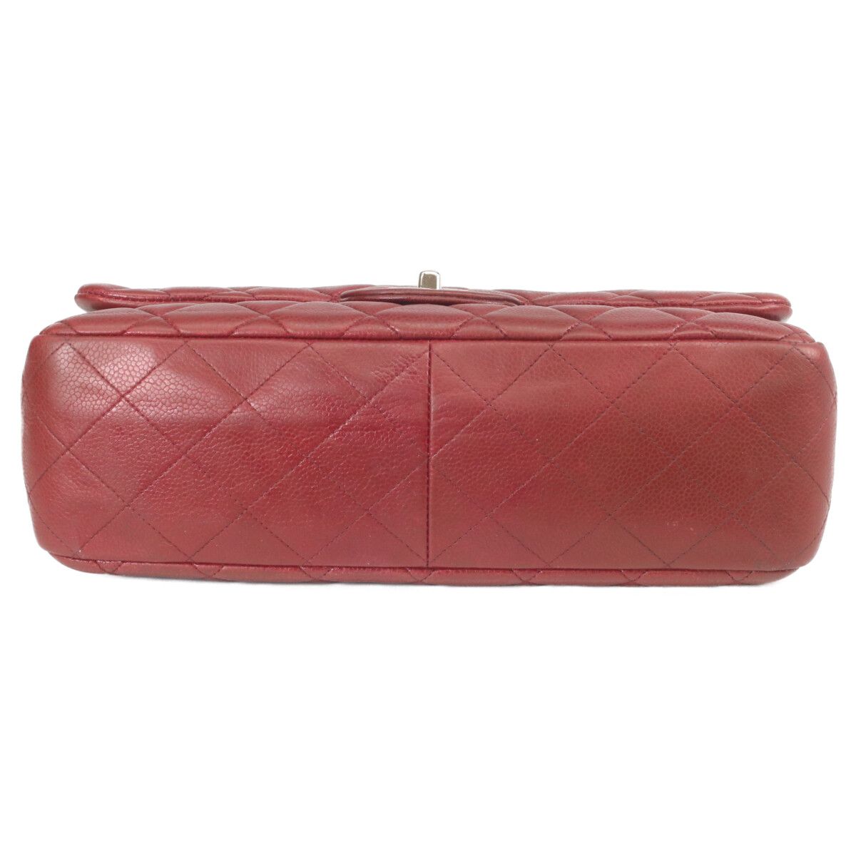 Chanel Bordeaux Caviar Single Flap Silver Deca Quilted — view 5