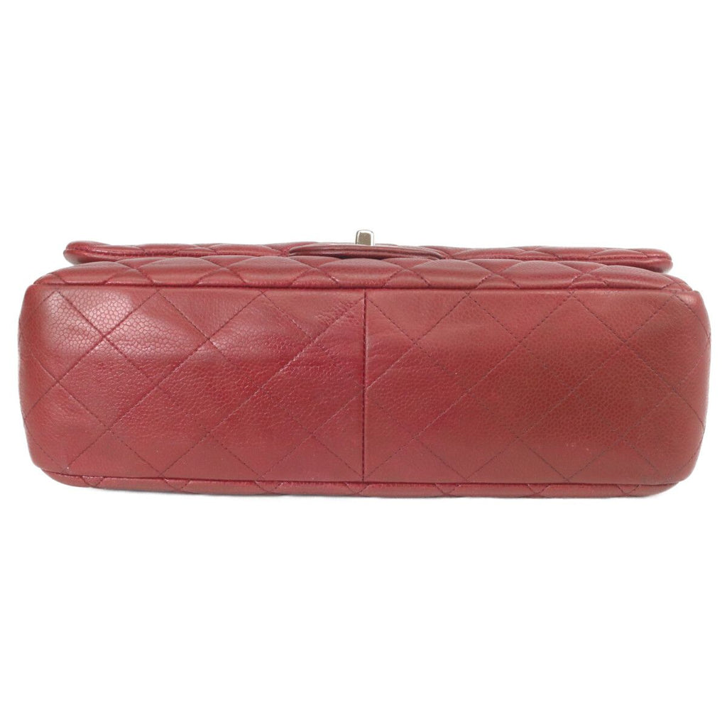 Chanel Bordeaux Caviar Single Flap Silver Deca Quilted — view 5