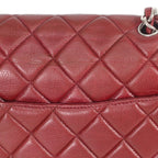 Chanel Bordeaux Caviar Single Flap Silver Deca Quilted — view 9
