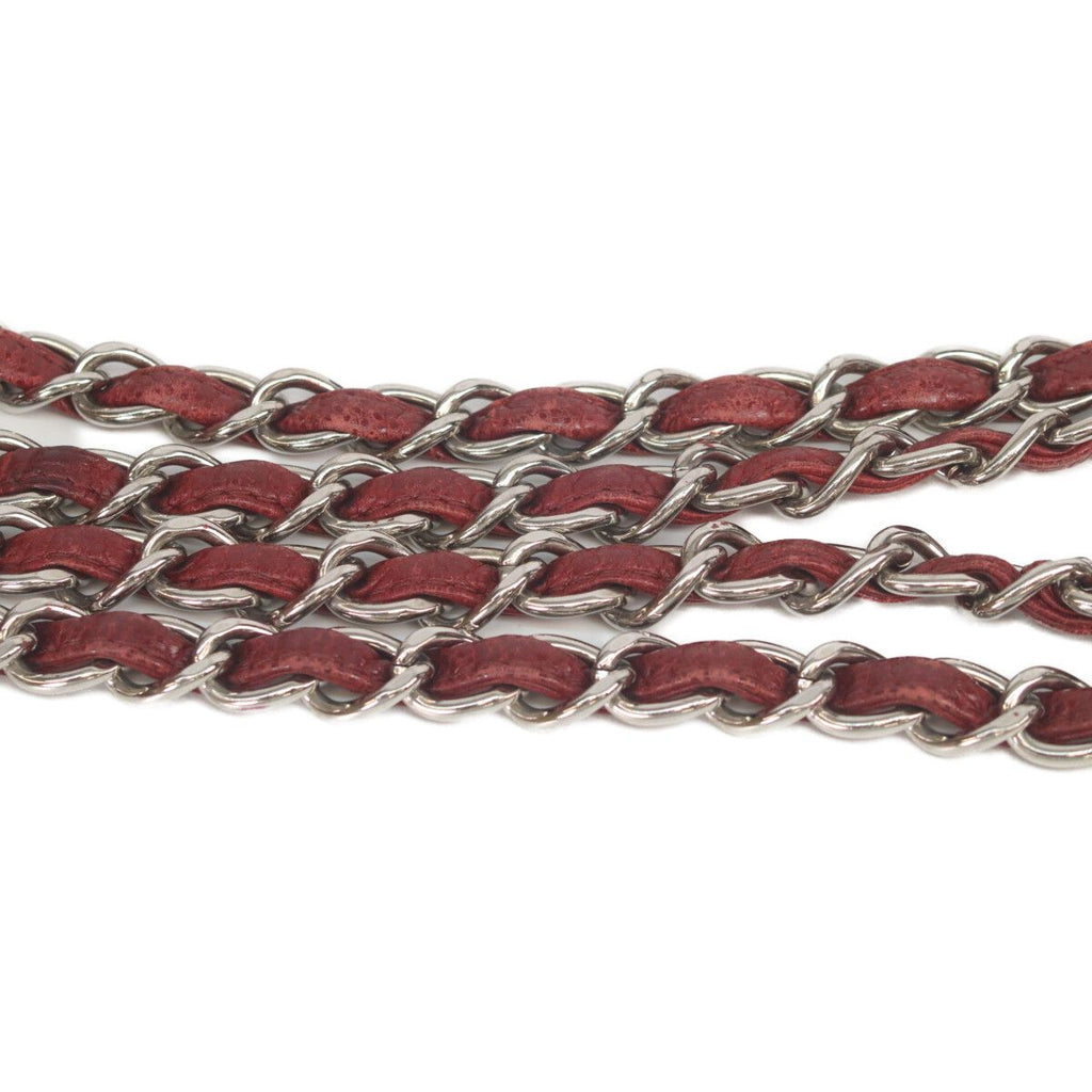 Chanel Bordeaux Caviar Single Flap Silver Deca Quilted — view 7