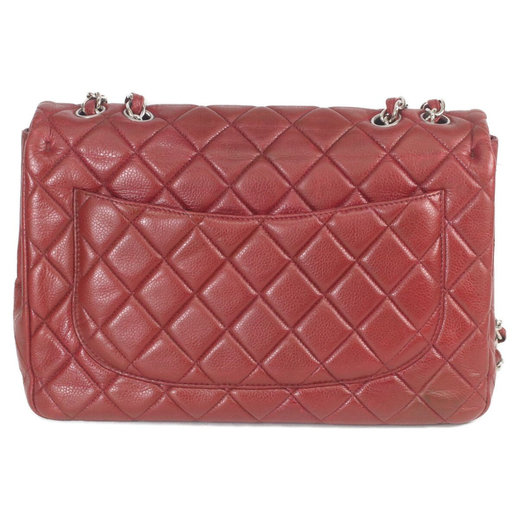 Chanel Bordeaux Caviar Single Flap Silver Deca Quilted — view 3