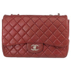Chanel Bordeaux Caviar Single Flap Silver Deca Quilted