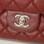 Chanel Bordeaux Caviar Single Flap Silver Deca Quilted — view 6