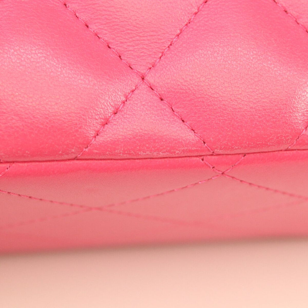 Chanel Pink Lamb Silver Double Flap Deca Quilted 30 — view 8