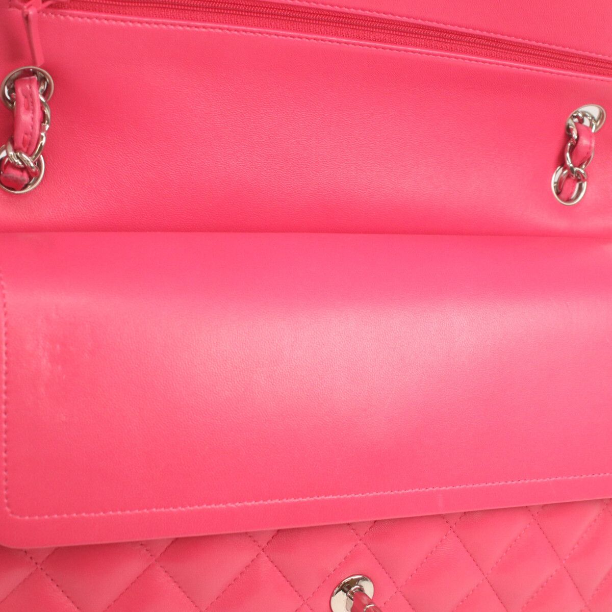 Chanel Pink Lamb Silver Double Flap Deca Quilted 30 — view 9