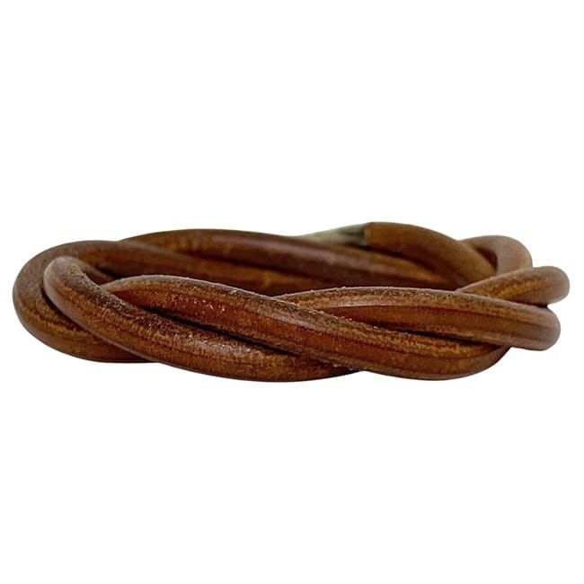 Hermes Tornado Bracelet Brown Bangle Leather — view 3